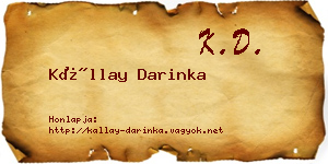 Kállay Darinka névjegykártya